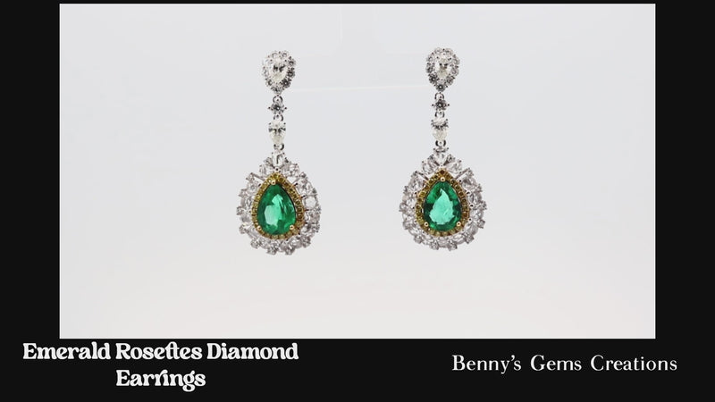 diamond emerald earring rosette 