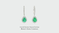 Emerald Serenity Diamond Earrings with vivid green emeralds and sparkling diamonds in elegant white gold setting