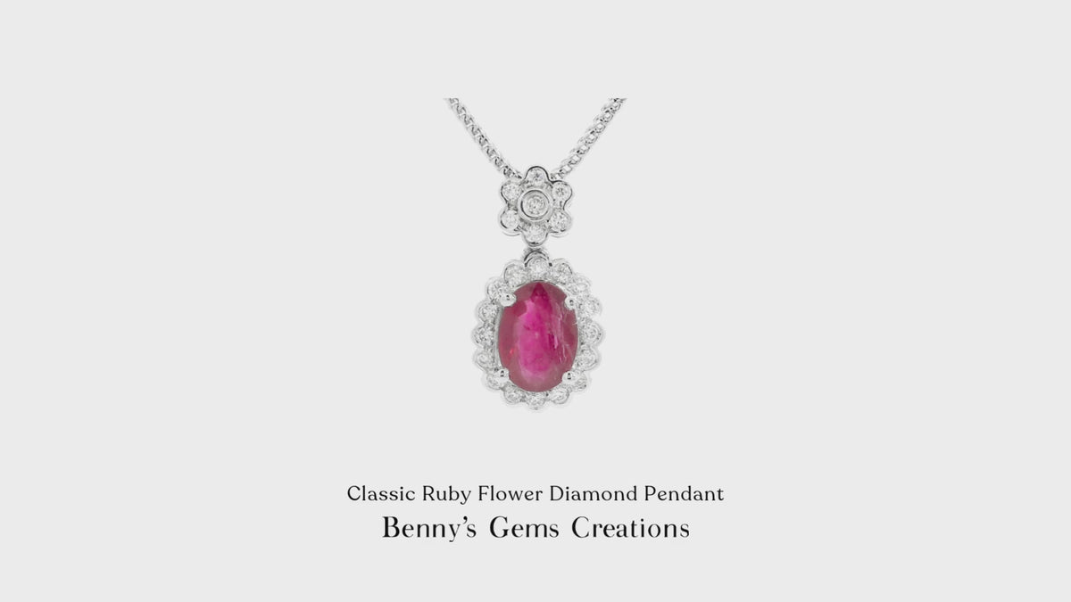 Classic Ruby Flower Diamond Pendant