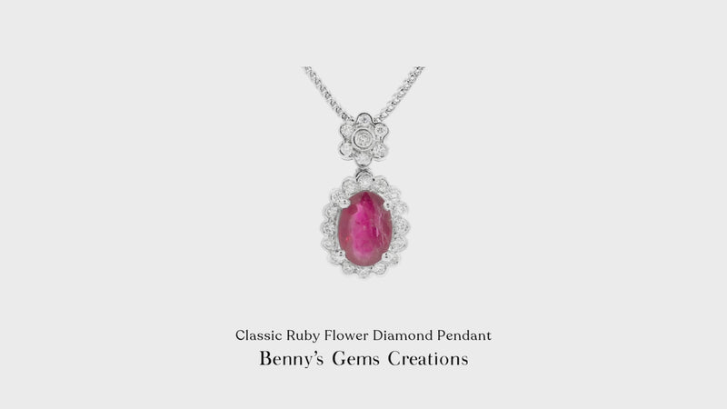 Classic Ruby Flower Diamond Pendant