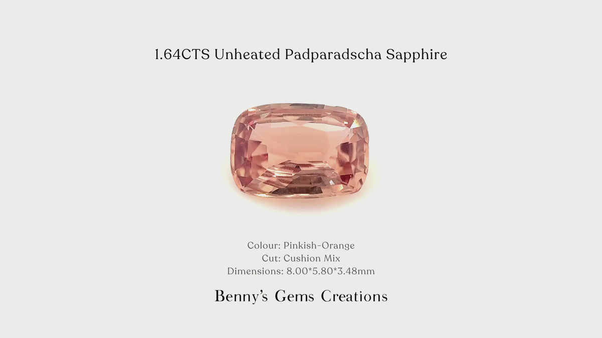 1.64CTS Unheated Padparadscha Sapphire - Benny's Gems Creations
