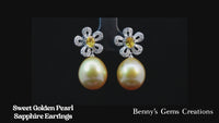 Earrings Sweet Golden Pearl Sapphire 