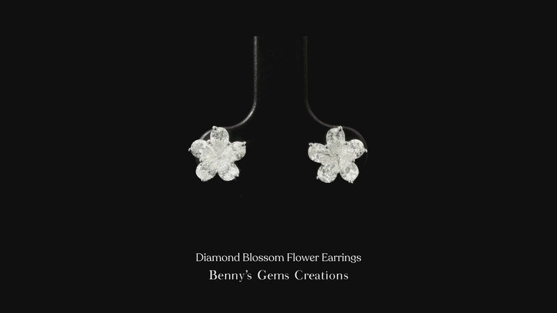 Diamond Blossom Flower Earrings