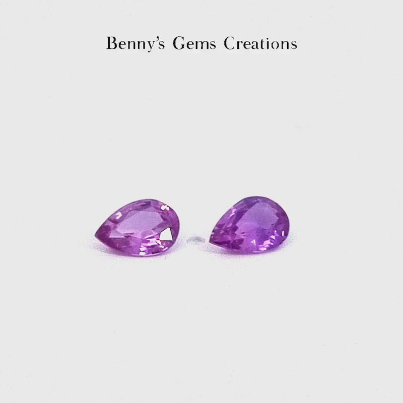 1.29CTS Unheated Pear Violet Sapphire Pair