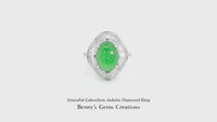 Graceful Cabochon Jadeite Diamond Ring accented with sparkling diamonds in fine jewelry setting 