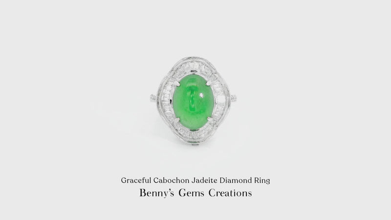 Graceful Cabochon Jadeite Diamond Ring accented with sparkling diamonds in fine jewelry setting 