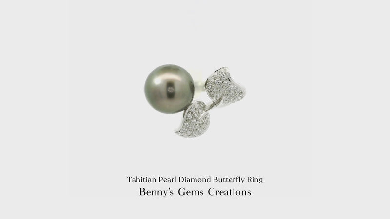 Tahitian Pearl Diamond Butterfly Ring