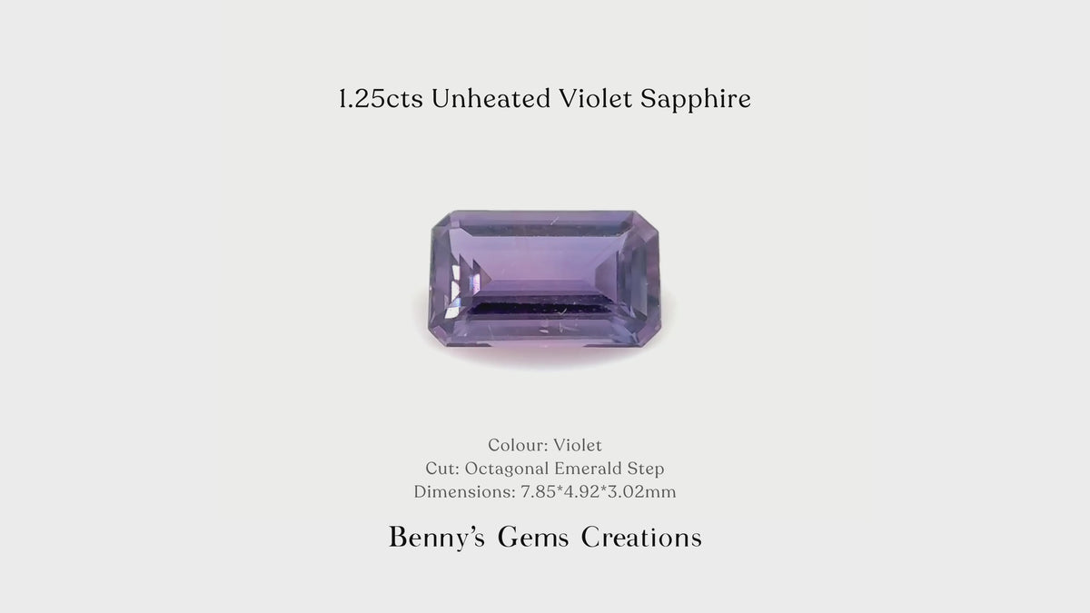 1.25cts Unheated Violet Sapphire - Benny's Gems Creations
