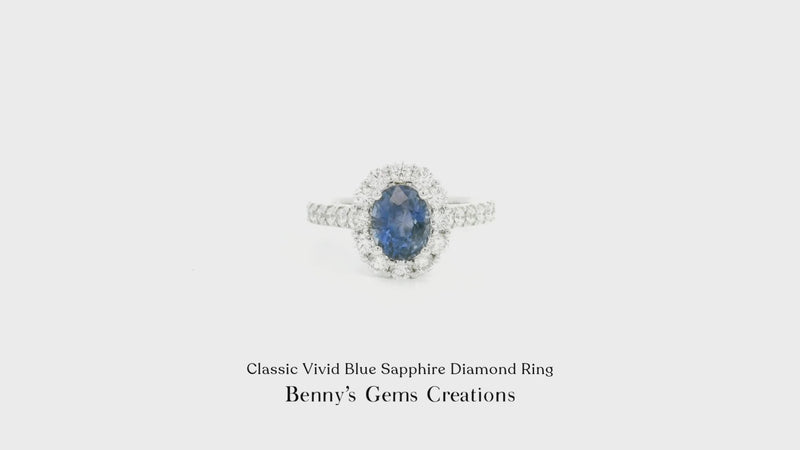 Classic Vivid Blue Sapphire Diamond Ring