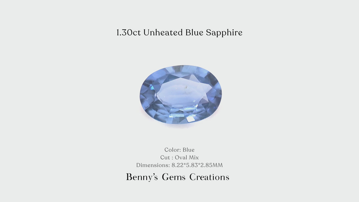 1.30cts Unheated Blue Sapphire gemstone with natural deep blue color in classic cut