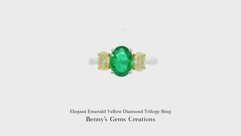 Elegant Emerald Yellow Diamond Trilogy Ring
