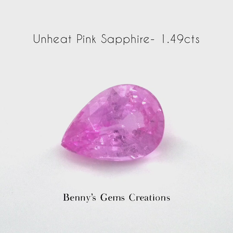 1.49cts unheated pink sapphire pear faceted