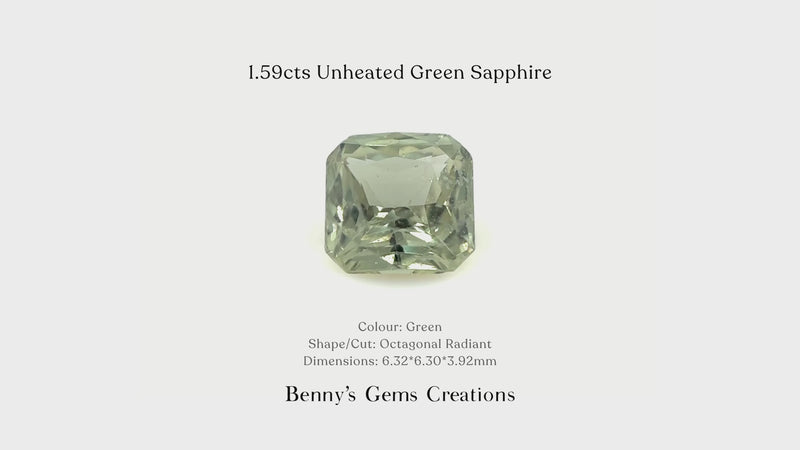 1.59cts Unheated Green Sapphire - Benny's Gems Creations
