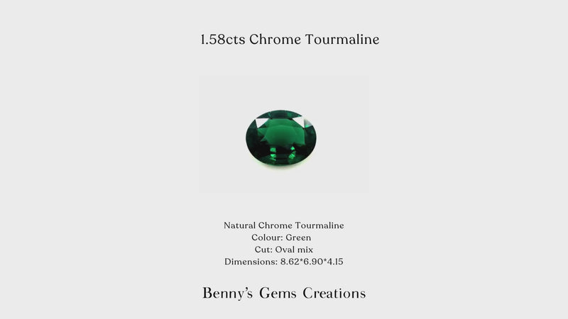 Chrome Tourmaline 1.58Cts in vivid green oval cut, with certificate.


