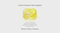 3.04cts Unheated Yellow Sapphire