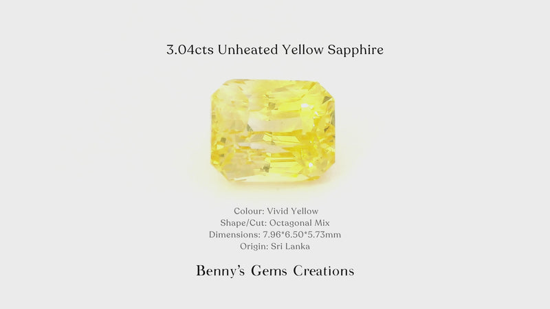 3.04cts Unheated Yellow Sapphire