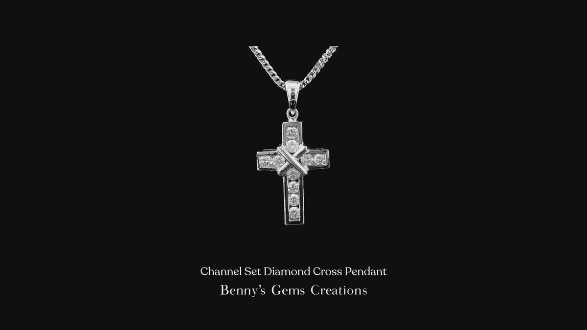 Channel Set Diamond Cross Pendant