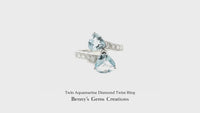 Twin Aquamarine Diamond Twist Ring