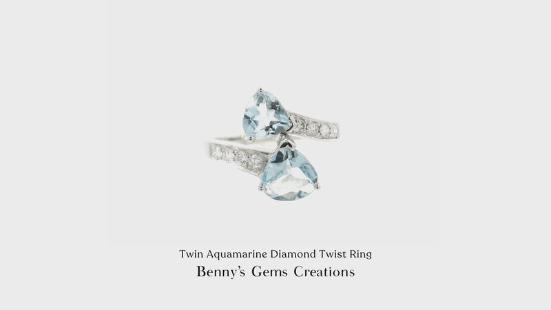Twin Aquamarine Diamond Twist Ring
