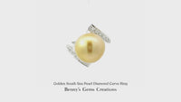 Golden South Sea Pearl Diamond Curve Ring