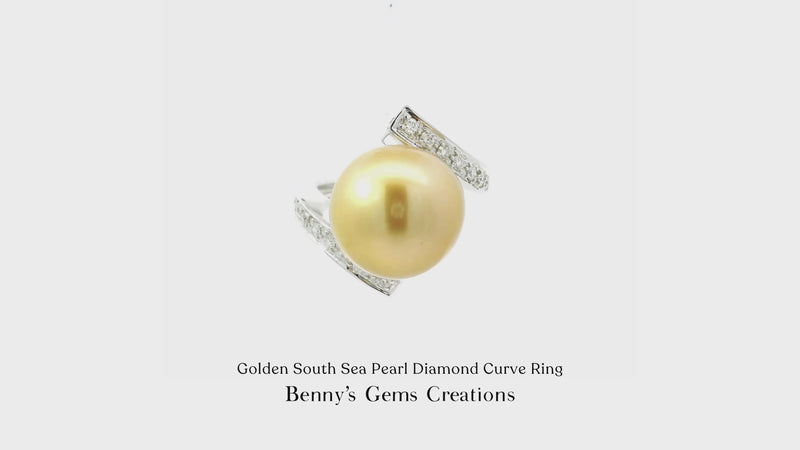 Golden South Sea Pearl Diamond Curve Ring
