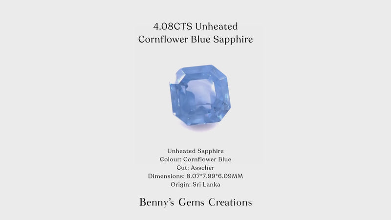 Unheated assher Cut blue sapphire 4.08ct