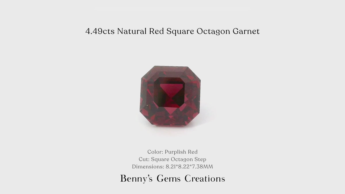4.49cts Natural Red Square Octagon Garnet in vivid deep red color for fine jewelry designs