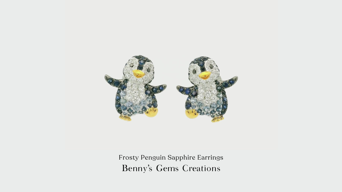 Frosty Penguin Sapphire Earrings