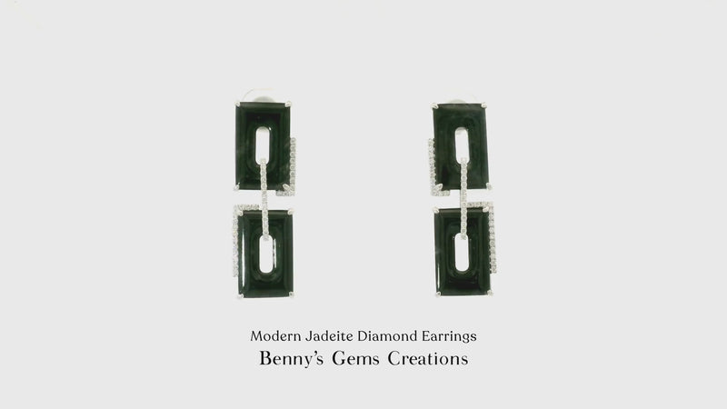 Modern Jadeite Diamond Earrings
