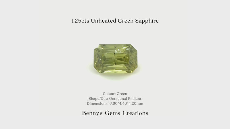 1.25cts Unheated Green Sapphire - Benny's Gems Creations
