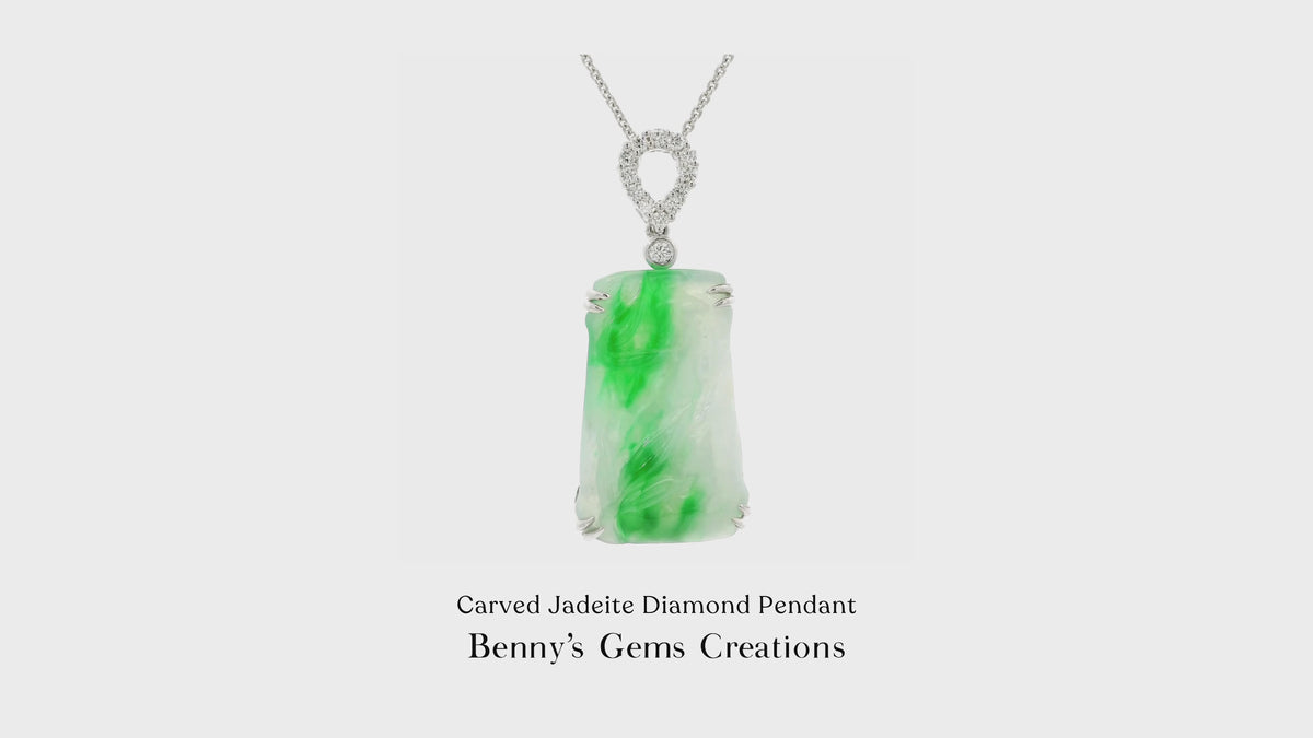 Carved Jadeite Diamond Pendant