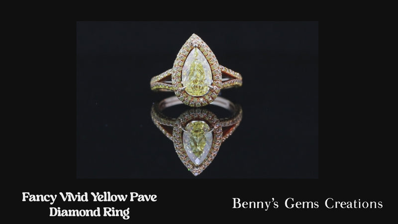 Ring  Fancy Vivid Yellow Pave Diamond 
