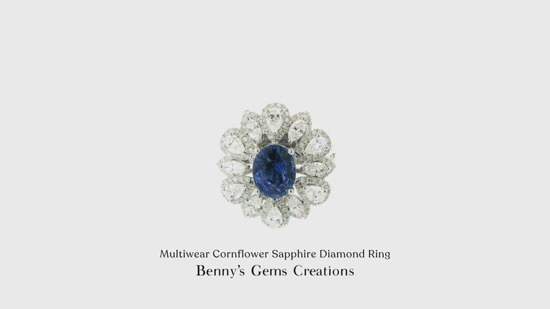 Multiwear Cornflower Sapphire Diamond Ring