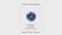 Natural Blue Sapphire 2.55Cts in round mix cut, 7.75 × 5.51 mm.