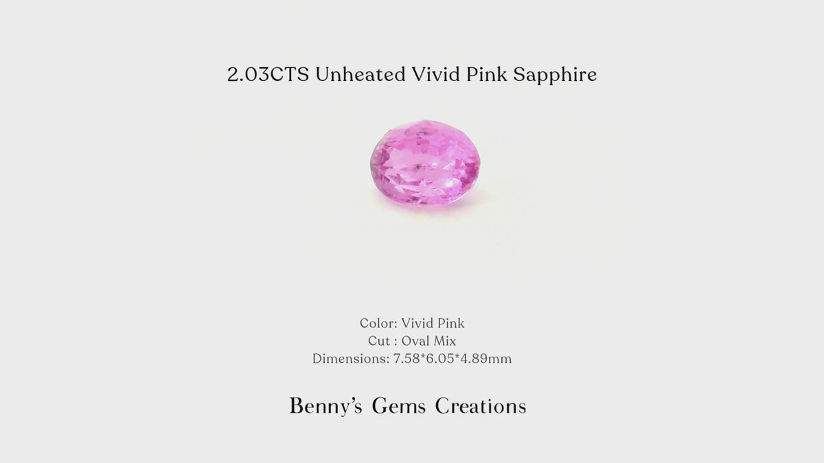 2.03cts unheated vivid pink sapphire - Benny's Gems Creations


