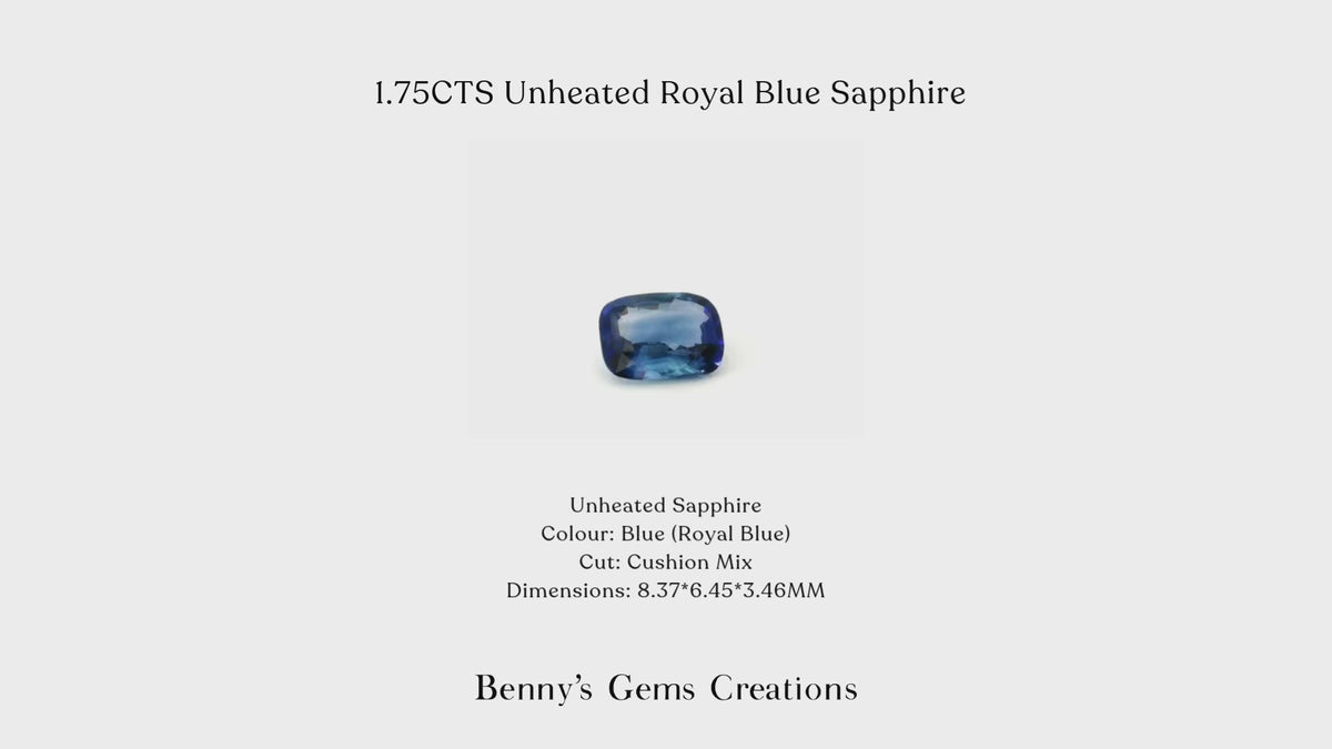 1.75CTS Unheated Royal Blue Sapphire - Benny's Gems Creations
