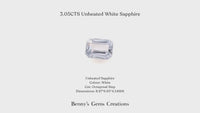 3.05CTS Unheated White Sapphire - Benny's Gems Creations

