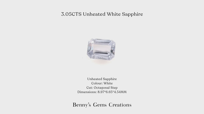 3.05CTS Unheated White Sapphire - Benny's Gems Creations
