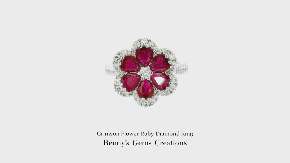 Crimson Flower Ruby Diamond Ring