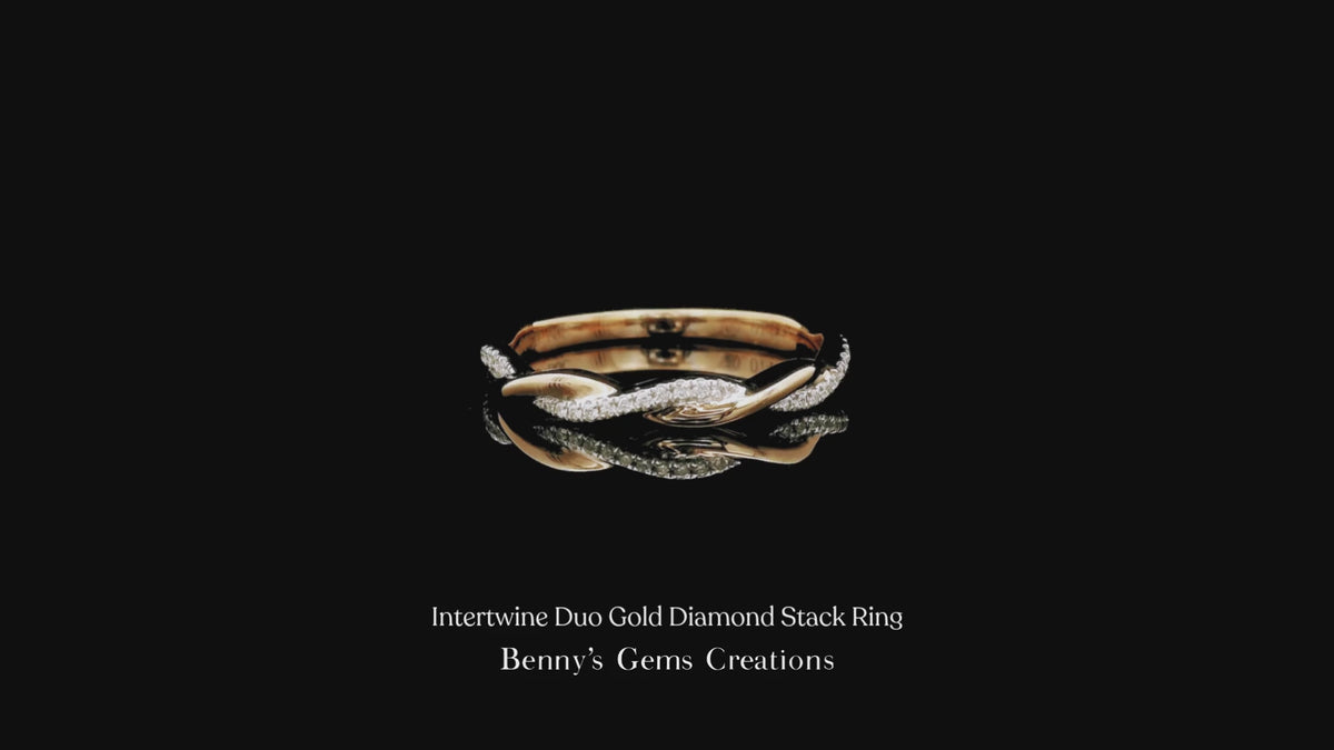 Intertwine Duo Gold Diamond Stack Ring with two intertwined bands and diamonds