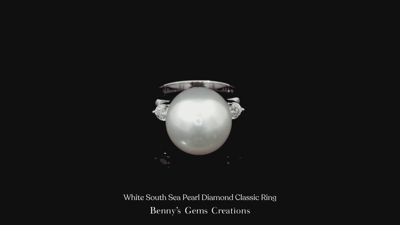 White South Sea Pearl Diamond Classic Ring