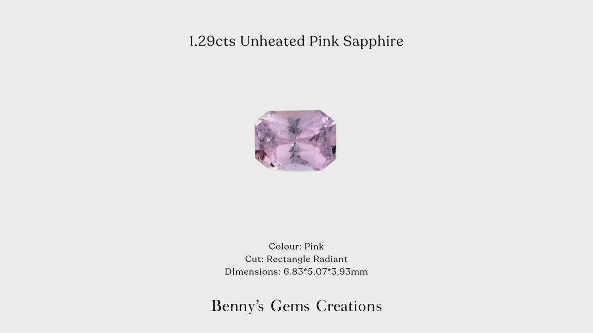 Unheated Sapphire

Colour: Pink

Cut: Rectangle Radiant

DImensions: 6.83*5.07*3.93mm