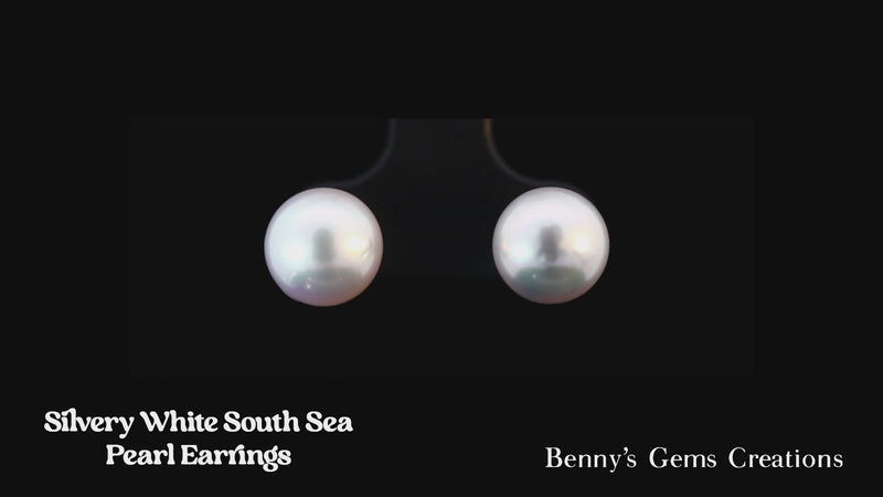 Silvery White South Sea Pearl Earrings