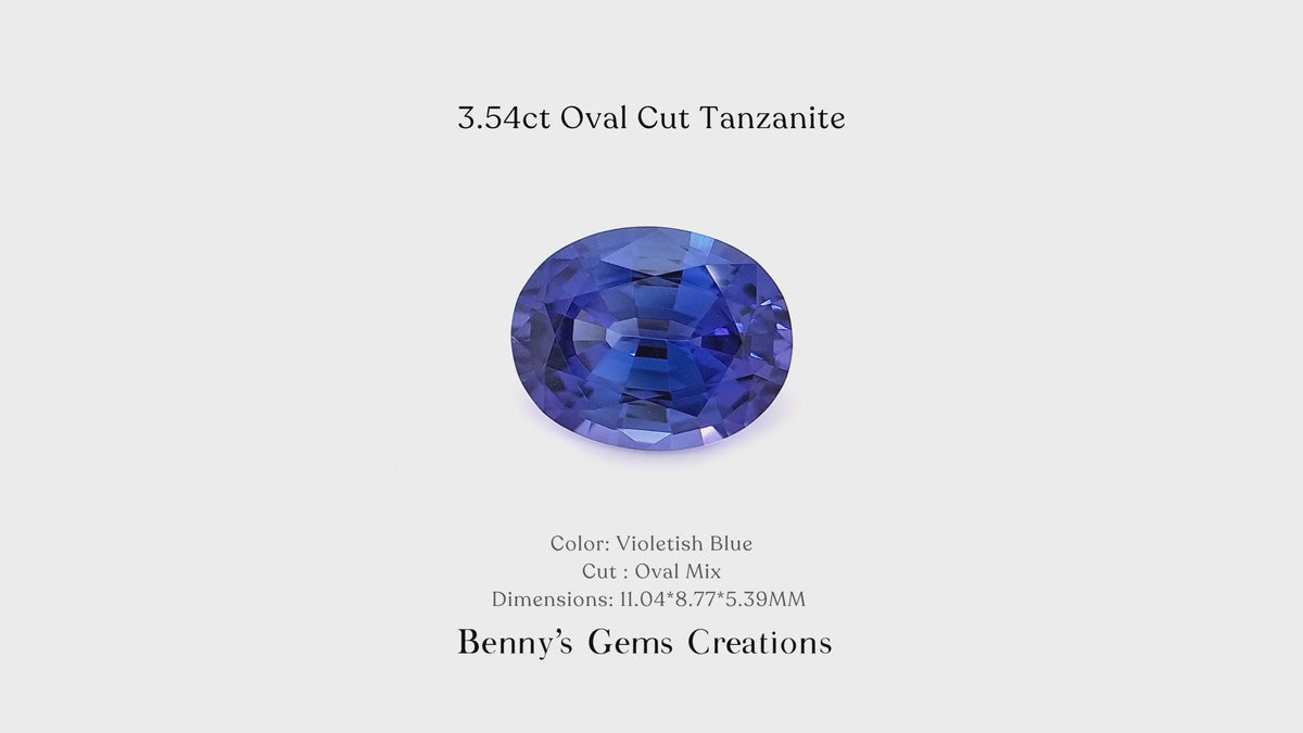 Oval cut 3.54cts Tanzanite featuring rich blue-violet tones, ideal for custom pieces.