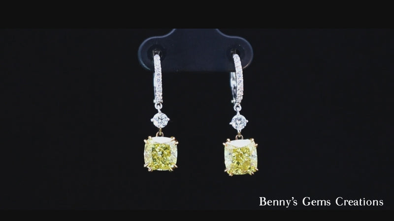 earring diamond yellow fancy vivid 