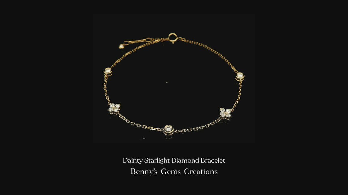 Dainty Starlight Diamond Bracelet featuring delicate star-inspired motifs adorned with shimmering diamonds in a refined, elegant setting