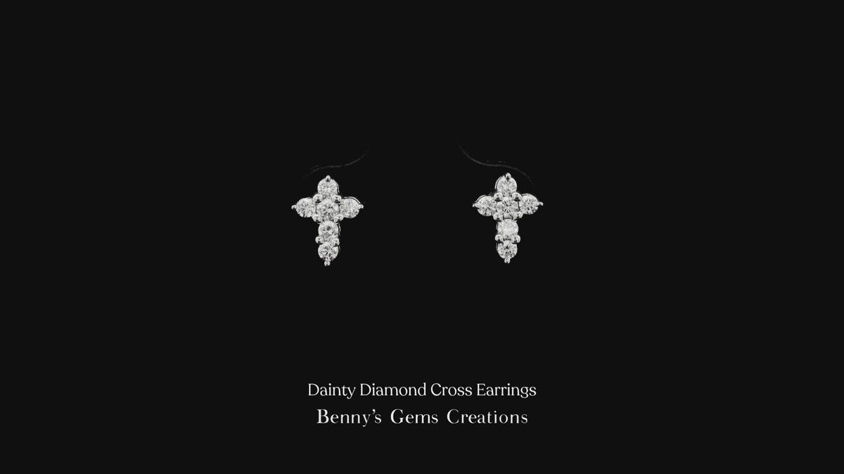 Dainty Diamond Cross Earrings