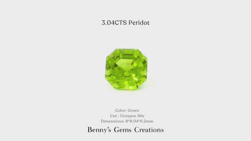 “Natural green Peridot – octagon mixed cut, 8 x 8.04 x 6.2 mm.”

It keeps the key descriptors (natural, color, cut, size) that both screen readers and search engines like.