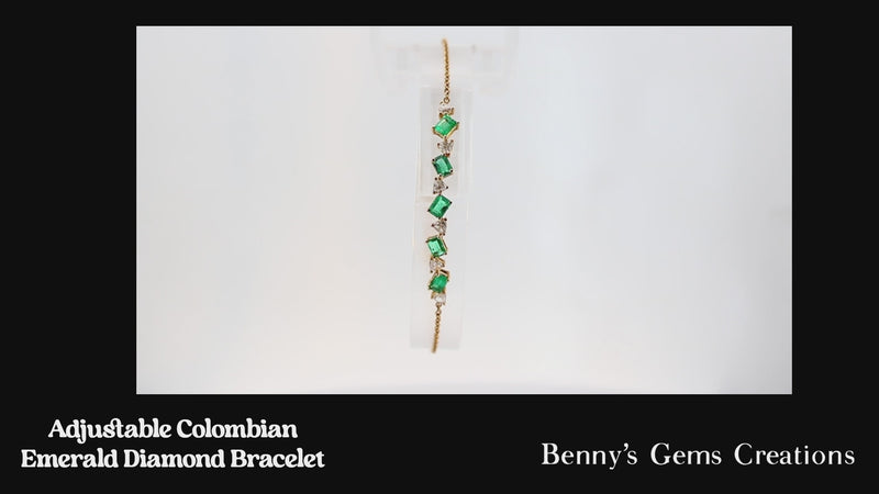 emerald diamond bracelet adjustable yellow gold