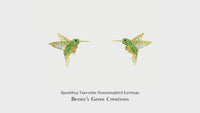 Sparkling Tsavorite Hummingbird Earrings